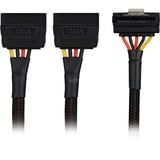 Sharkoon 15-pin SATA naar 2x 15-pin SATA 90° Y-stroomsplitterkabel Zwart, 20 centimeter