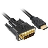 Sharkoon HDMI naar DVI-D adapterkabel Zwart, 1 meter, Single-Link