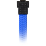 Sharkoon Sata III 90° sleeve kabel Blauw, 0,3 meter