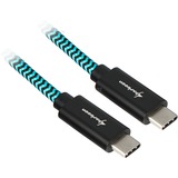 Sharkoon USB 3.2 kabel, USB-C > USB-C Zwart/lichtblauw, 1 meter