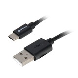 Sharkoon USB-A 2.0 - USB-C kabel Zwart, 3 meter