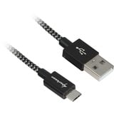Sharkoon USB-A 2.0 naar Micro-USB-B kabel Zwart/grijs, 3 meter