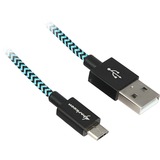 Sharkoon USB-A 2.0 naar Micro-USB-B kabel Zwart/lichtblauw, 2 meter