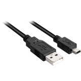 Sharkoon USB-A 2.0 naar mini-USB-B kabel Zwart, 1 meter, Dubbele afscherming