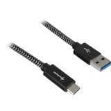 Sharkoon USB-A 3.2 Gen 2 naar USB-C 3.2 Gen 2 kabel Zwart/grijs, 0,5 meter