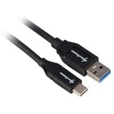Sharkoon USB-A 3.2 Gen 2 naar USB-C kabel Zwart, 1 meter