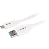 Sharkoon USB-A 3.2 Gen 2 naar USB-C kabel Wit, 0,5 meter	