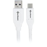 Sharkoon USB-A 3.2 Gen 2 naar USB-C kabel Wit, 1 meter