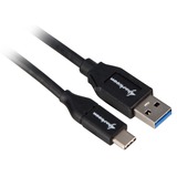 Sharkoon USB-A 3.2 > USB-C kabel Zwart, 1 meter