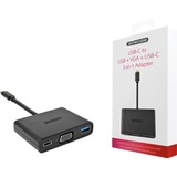 Sitecom USB-C naar USB + VGA + USB-C 3-in-1 adapter Zwart