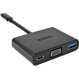 Sitecom USB-C naar USB + VGA + USB-C 3-in-1 adapter Zwart