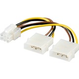 goobay Interne pc-voedingskabel 2x 5,25 stekker naar PCI Express 6-pins. Zwart/geel, 0,15 meter