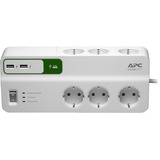 APC Stekkerdoos met overspanningsbeveiliging 6x (+USB) Wit, voor 6 stekkers, 2x USB, PM6U-GR
