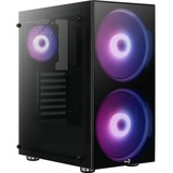 Aerocool Python, Tower-behuizing Zwart | USB-A 2.0 | USB-A 3.2 (5 Gbit/s) | Audio | Window-kit