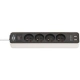 Brennenstuhl Ecolor 4-voudige stekkerdoos met USB stekkerdoos Wit/zwart