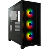 Corsair iCUE 4000X RGB Tempered Glass tower-behuizing Zwart, USB-A 3.2 (5 Gbit/s), USB-C 3.2 (5 Gbit/s), Audio, Window-kit