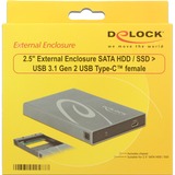 DeLOCK 2.5" SATA HDD / SSD > USB 3.1 Gen 2 externe behuizing USB-C 3.2 (10 Gbit/s)