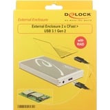 DeLOCK 2x CFast > USB 3.1 Gen 2 met RAID externe behuizing Zilver, USB-C 3.2 (10 Gbit/s)