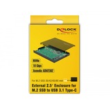 DeLOCK Externe 2.5"-behuizing voor M.2 NVMe PCIe SSD met USB 3.1 Gen 2 USB Type-C externe behuizing Zwart