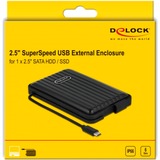 DeLOCK Externe behuizing voor 2,5″ SATA HDD / SSD met USB Type-C - IP66 Zwart