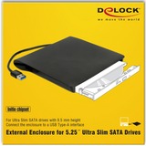 DeLOCK externe behuizing voor 5.25" Ultra Slim SATA-schijven Zwart
