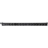 Digitus PDU 12x beschermcontact met overlastbeveiliging 19" 1HE Zwart/aluminium