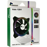 Inter-Tech Argus Valo 1201 RGB case fan Zwart, 4-pins PWM aansluiting