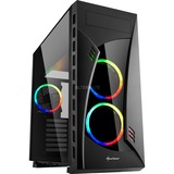 Sharkoon NIGHT SHARK RGB Tower-behuizing Zwart | 2x USB-A 2.0 | 2x USB-A 3.2 (5 Gbit/s) | 2x Audio | Window-kit
