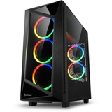 Sharkoon REV200 Tower-behuizing Zwart | 2x USB-A 2.0 | 2x USB-A 3.2 (5 Gbit/s) | 2x Audio | Window-kit