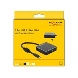 DeLOCK DeLOCK 3P USB 3.1 Hub m. USB C>SD+mSD usb-hub 