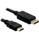 DeLOCK DisplayPort > High Speed HDMI Kabel 3m adapter Zwart, Passief, 4K, Verguld