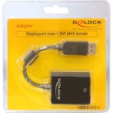 DeLOCK DisplayPort naar DVI-I adapter Zwart, 0,12 meter, Passief, Lite retail