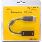 DeLOCK DisplayPort naar HDMI adapter Zwart, 0,125 meter, Passief