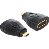 DeLOCK micro-HDMI-D male naar HDMI-A female adapter Zwart