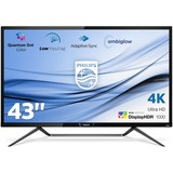 Philips Momentum 4K HDR-scherm met Ambiglow 436M6VBPAB 42.51" 4K Ultra HD Public Display Zwart, HDMI, DisplayPort, Mini DisplayPort, Sound