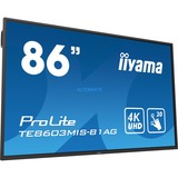 iiyama ProLite TE8603MIS-B1AG 85.6" 4K Ultra HD Public Display Zwart, 4K UHD, WiFi, Touchscreen, HDMI, DisplayPort