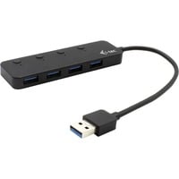 i-tec 4-Port USB 3.0 Metal USB-hub met individuele aan/uit schakelaars Zwart
