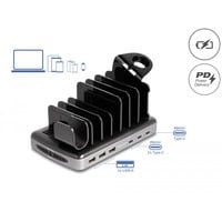 DeLOCK 112W USB oplaadstation met 3x USB-C PD + 3x USB-A Grijs, 3x USB-C, 3x USB-A