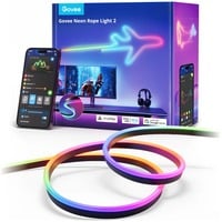 Govee Neon Rope Light 2 led strip Zwart, 4 meter, 2,4GHz wifi, Bluetooth