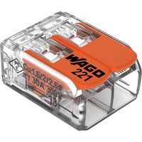 Wago Serie 221 COMPACT-verbindingsklemmen - 2x6 mm² Transparant/oranje, 50 stuks