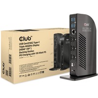 Club 3D USB Gen2 Type-C Triple 4K60Hz Display Docking Station Zwart