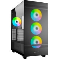Sharkoon Rebel C50 Black RGB midi tower behuizing Zwart | 2x USB-A | 1x USB-C | RGB | Tempered Glass