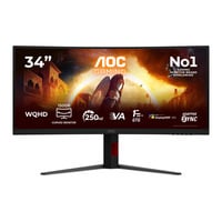 AOC CU34G4ZCA 34" Curved UltraWide gaming monitor Zwart/rood, HDMI, Displayport, USB-C, 250 Hz