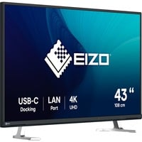 EIZO FlexScan EV4340X-BK 42.5" 4K Ultra HD monitor Zwart, 1x DisplayPort, 2x HDMI, 2x USB-C, 2x USB-A, 1x RJ-45