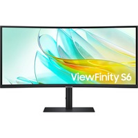 Samsung ViewFinity S6 S65UC 34" Curved UltraWide monitor Zwart, HDMI, DisplayPort, 3x USB-A, USB-B, USB-C, RJ-45