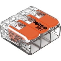 Wago Serie 221 COMPACT-verbindingsklemmen - 3x4 mm² Transparant/oranje, 50 stuks
