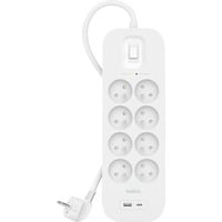 Belkin SurgePlus 8-voudige stekkerdoos met usb Wit, 8x stekker, 1x USB-C, 1x USB-A
