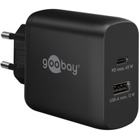 goobay 45W GaN USB-C PD Dual Fast Charger Zwart