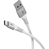 goobay Supersoft USB-C naar USB-A 2.0 kabel Wit, 3 meter