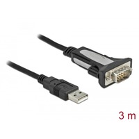 DeLOCK USB-A 2.0 naar 9-pin serieel (RS-232) adapterkabel Zwart, 3 meter